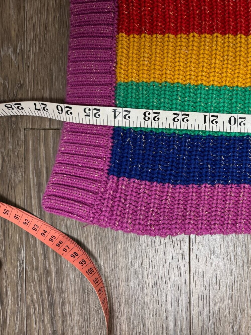 Hanna Andersson Girls Rainbow Striped Metallic Sweater Dress 130 US 8  Like NEW - Picture 9 of 9